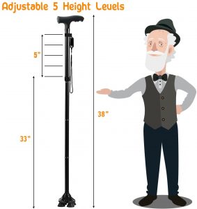 BigAlex bastón plegable y ajustable a 5 niveles de altura