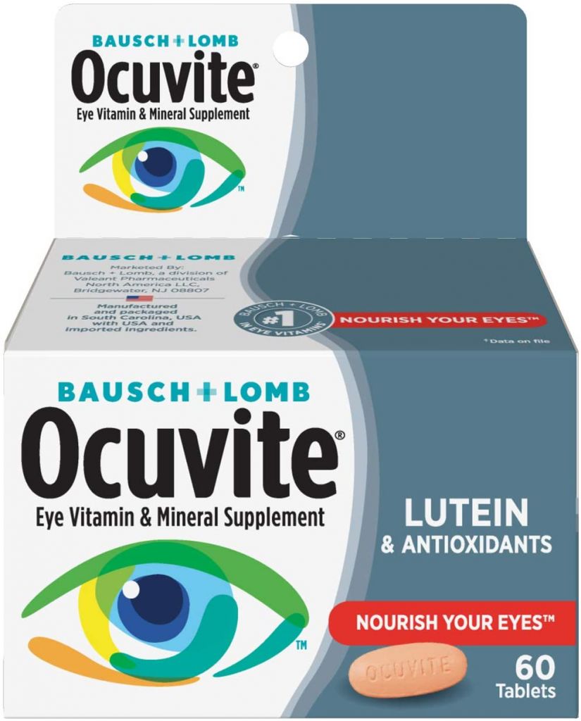 Imagen del empaque de comprimidos de suplemento vitamínico y minera para ojos de Baush & Lomb Ocuvite